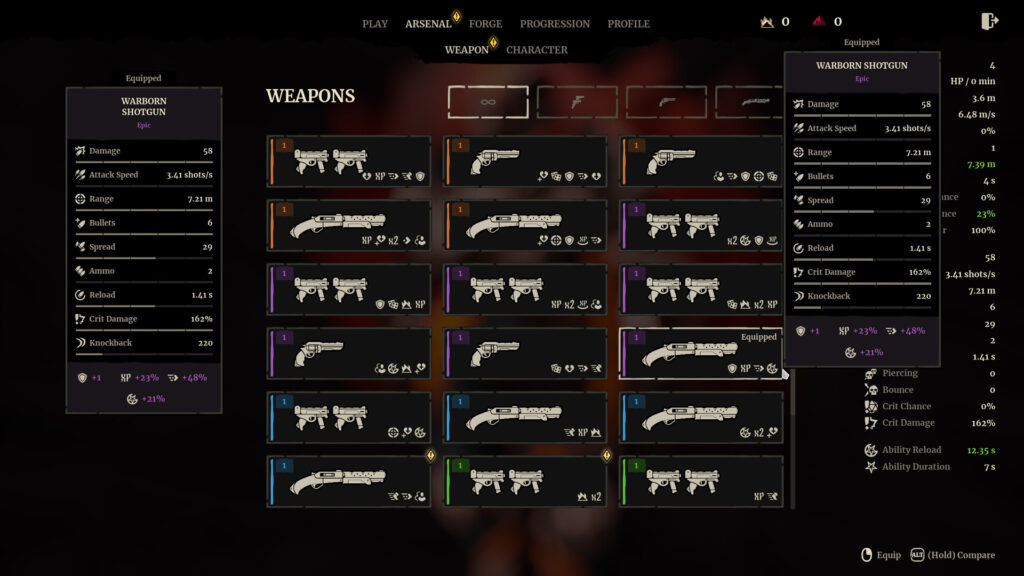 Grind Survivors - zbraně